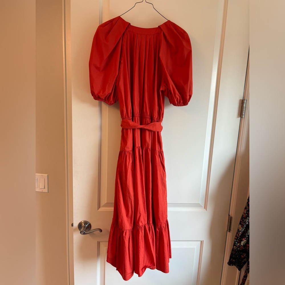 Ulla Johnson 100% Cotton Orange Puff Sleeve Tiere… - image 5